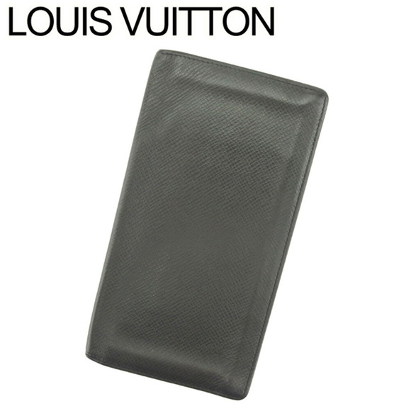 Louis Vuitton Wallet Leather Porte Long Black Taiga Carte - Picture 1 of 6